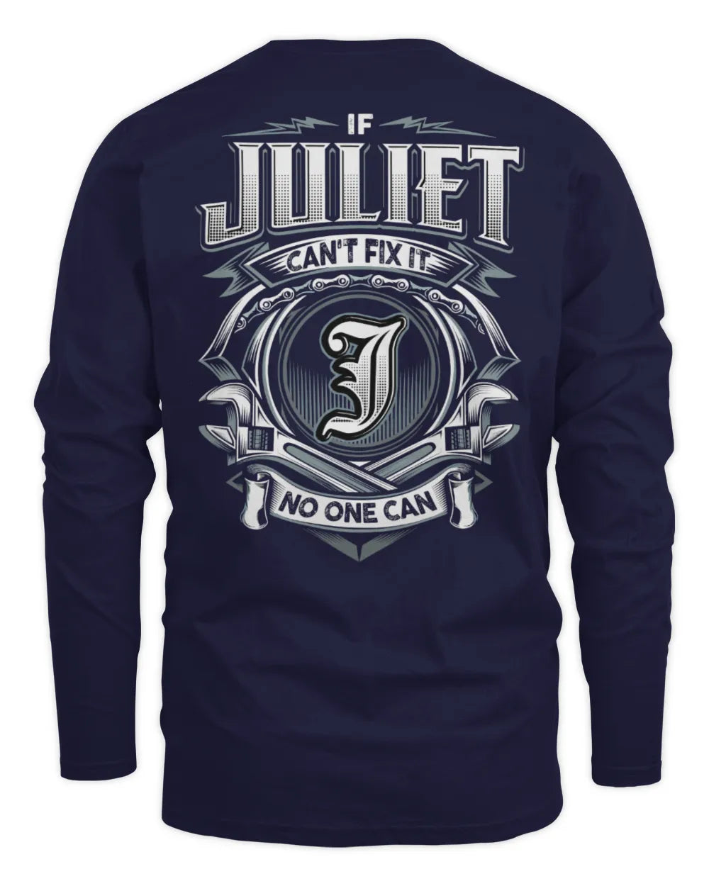 JULIET AP81-K4-626 - Personalized Ahmed Quote Apparel “If Ahmed Can't Fix It, No One Can” - Men's Long Sleeved T-Shirt - Navy