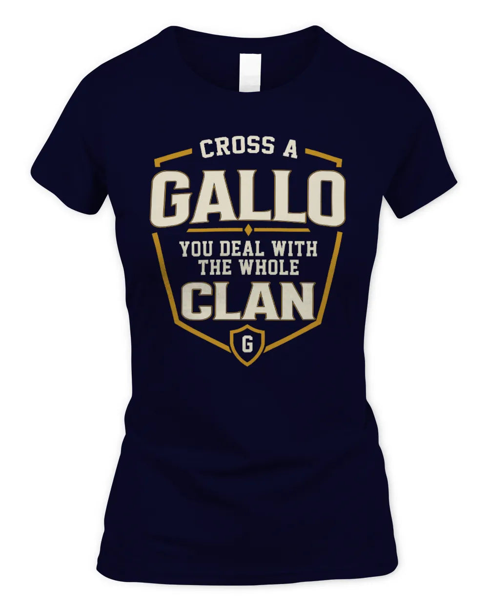 GALLO NT1-K008 Cross A/An NAME, You Deal With the Whole Clan | Personalized Vintage T-Shirt - Women's Standard T-Shirt - Navy