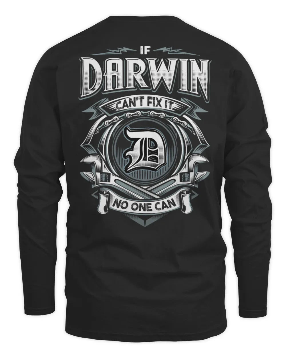 DARWIN AP81-K4-626 - Personalized Ahmed Quote Apparel “If Ahmed Can't Fix It, No One Can” - Men's Long Sleeved T-Shirt - Black
