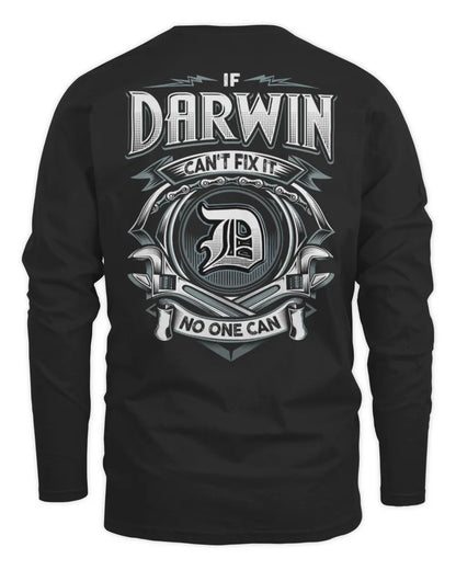 DARWIN AP81-K4-626 - Personalized Ahmed Quote Apparel “If Ahmed Can't Fix It, No One Can” - Men's Long Sleeved T-Shirt - Black