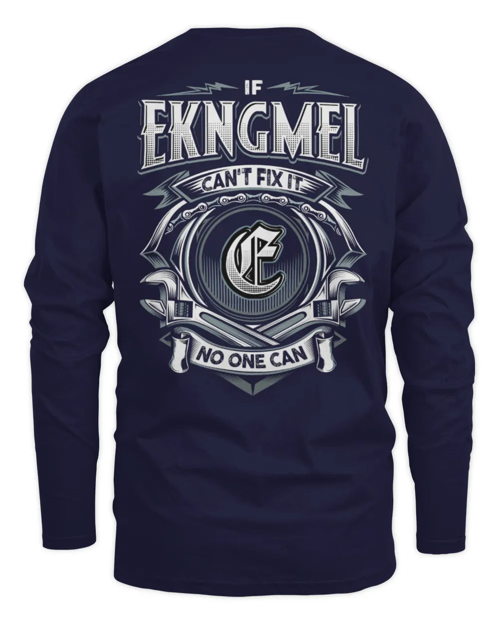 EKNGMEL AP81-K4-626 - Personalized Ahmed Quote Apparel “If Ahmed Can't Fix It, No One Can” - Men's Long Sleeved T-Shirt - Navy