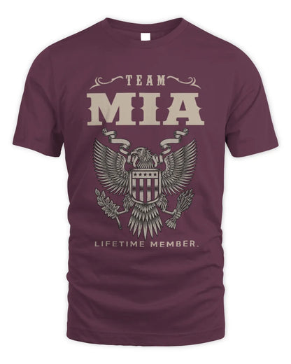 MIA TP06-K82 – Personalized Classic Style Apparel “Team NAME Lifetime Member” - Unisex Standard T-Shirt - Maroon