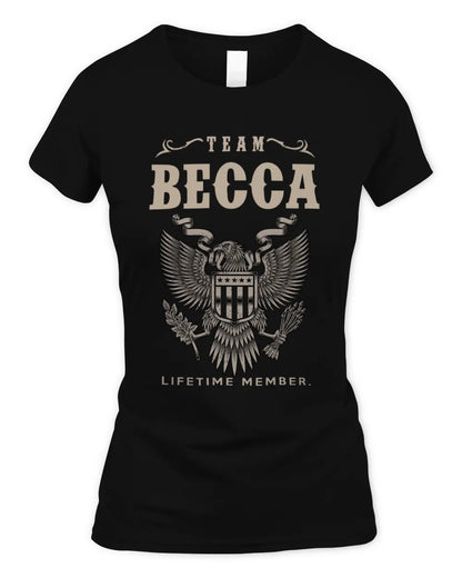 BECCA TP06-K82 – Personalized Classic Style Apparel “Team NAME Lifetime Member” - Women's Standard T-Shirt - Black