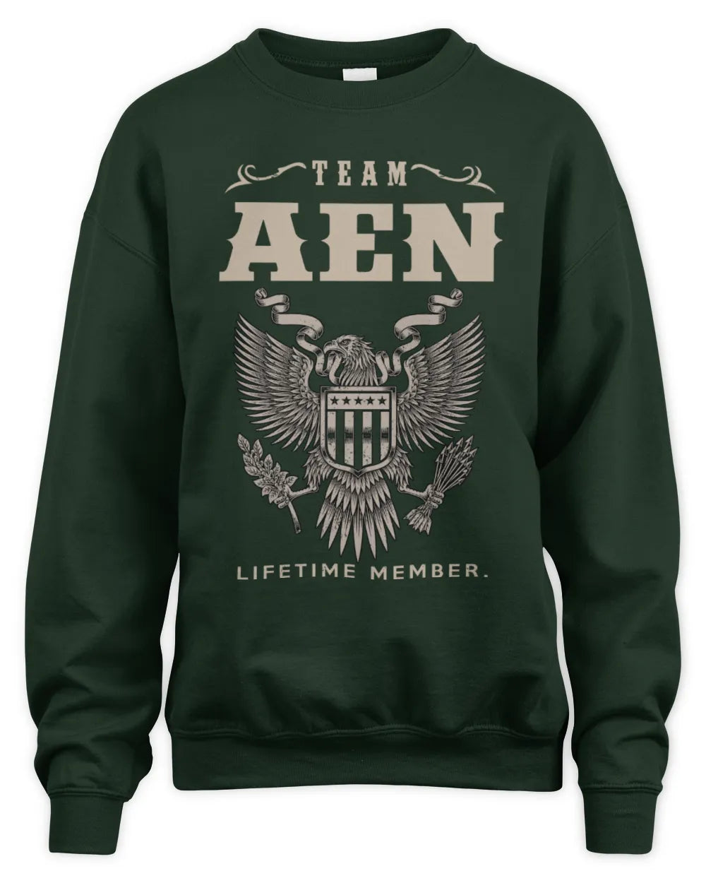AEN TP06-K82 – Personalized Classic Style Apparel “Team NAME Lifetime Member” - Unisex Sweatshirt - Forest Green