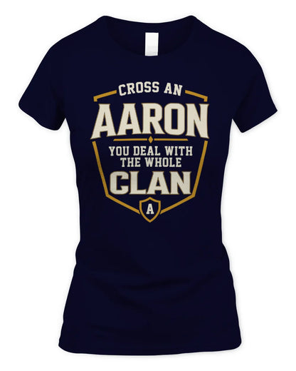 TAM NT1-K008 Cross A/An NAME, You Deal With the Whole Clan | Personalized Vintage T-Shirt - Women's Standard T-Shirt - Navy