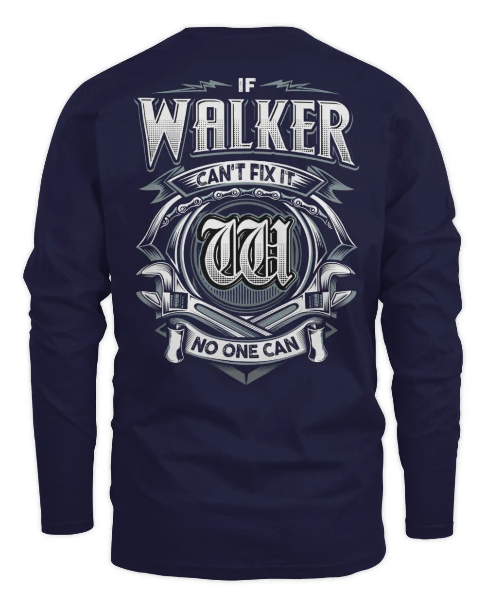 WALKER AP81-K4-626 - Personalized Ahmed Quote Apparel “If Ahmed Can't Fix It, No One Can” - Men's Long Sleeved T-Shirt - Navy