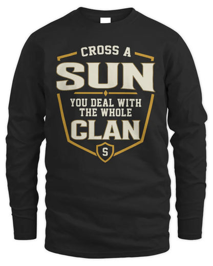 SUN NT1-K008 Cross A/An NAME, You Deal With the Whole Clan | Personalized Vintage T-Shirt - Men's Long Sleeved T-Shirt - Black