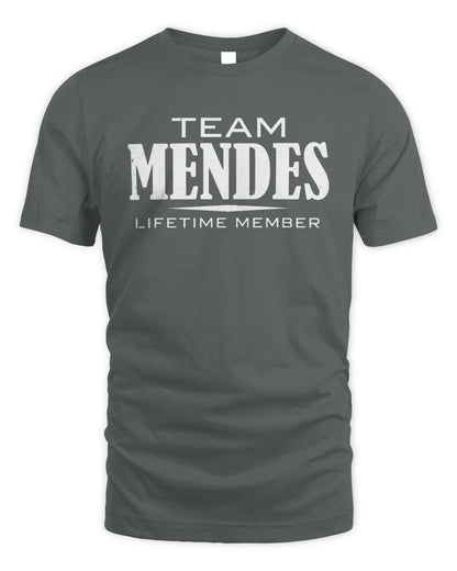MENDES BL62-K4-128 - Personalized “Team NAME Lifetime Member” - Unisex Standard T-Shirt - Charcoal