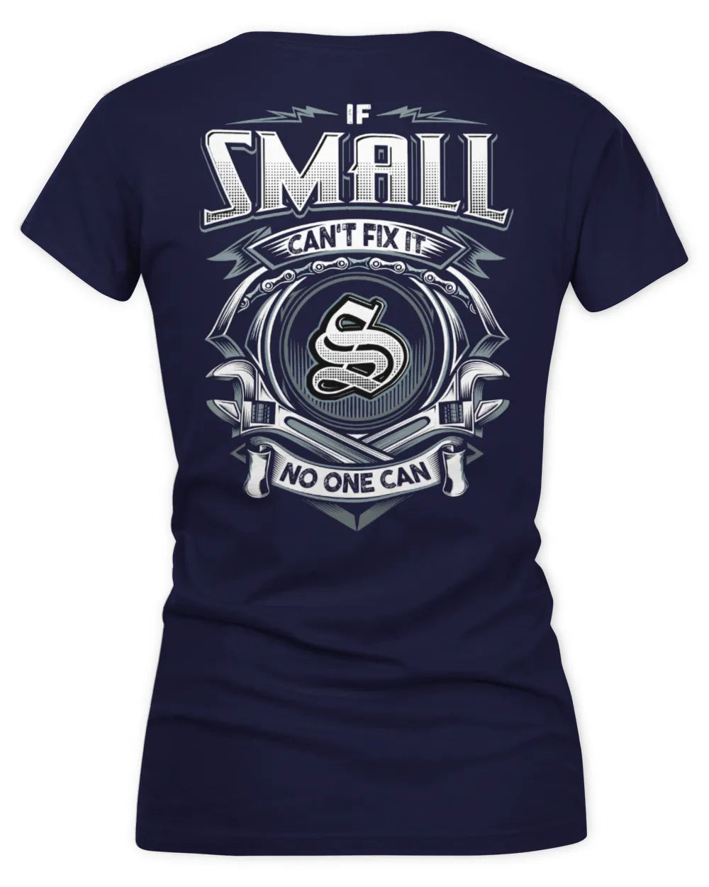 SMALL AP81-K4-626 - Personalized Ahmed Quote Apparel “If Ahmed Can't Fix It, No One Can” - Women's V-Neck T-Shirt - Navy