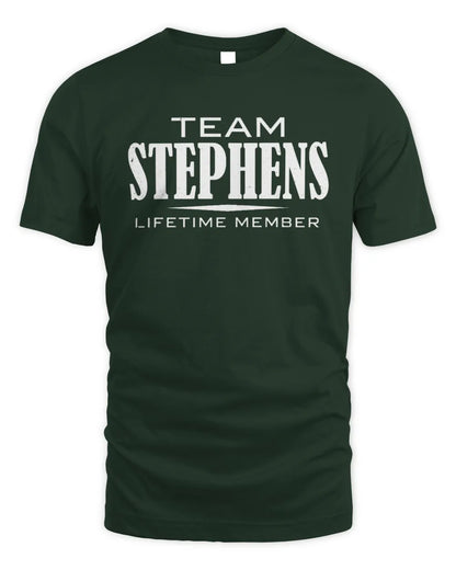 STEPHENS BL62-K4-128 - Personalized “Team NAME Lifetime Member” - Unisex Standard T-Shirt - Forest Green