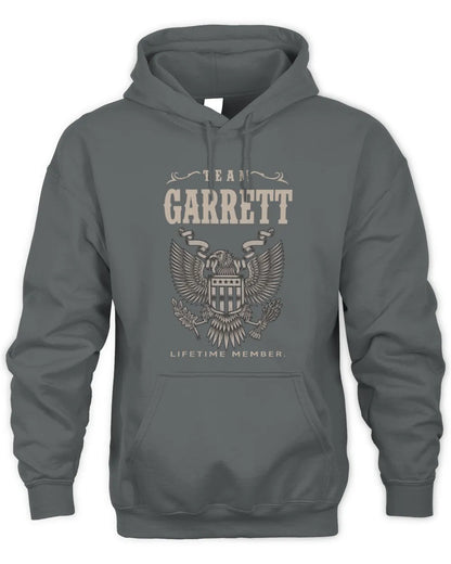 GARRETT TP06-K82 – Personalized Classic Style Apparel “Team NAME Lifetime Member” - Unisex Hoodie - Charcoal