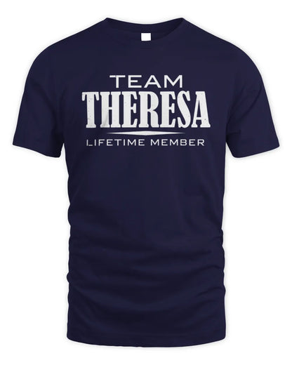THERESA BL62-K4-128 - Personalized “Team NAME Lifetime Member” - Unisex Standard T-Shirt - Navy