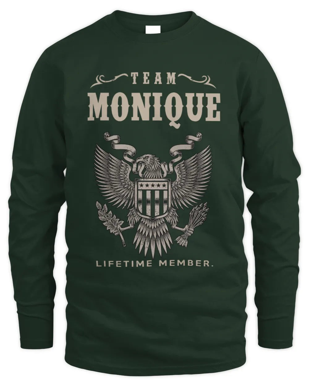 MONIQUE TP06-K82 – Personalized Classic Style Apparel “Team NAME Lifetime Member” - Men's Long Sleeved T-Shirt - Forest Green