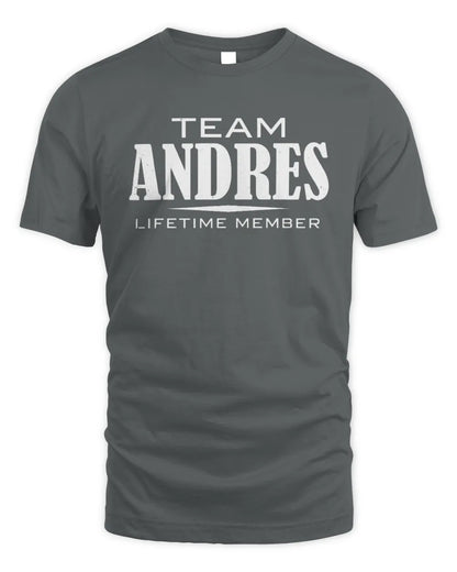 ANDRES BL62-K4-128 - Personalized “Team NAME Lifetime Member” - Unisex Standard T-Shirt - Charcoal
