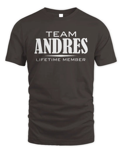 ANDRES BL62-K4-128 - Personalized “Team NAME Lifetime Member” - Unisex Standard T-Shirt - Dark Chocolate