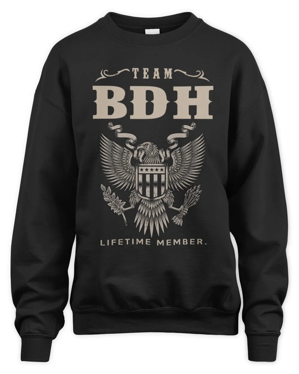 BDH TP06-K82 – Personalized Classic Style Apparel “Team NAME Lifetime Member” - Unisex Sweatshirt - Black