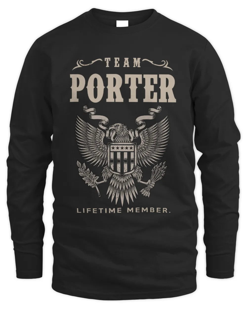 PORTER TP06-K82 – Personalized Classic Style Apparel “Team NAME Lifetime Member” - Men's Long Sleeved T-Shirt - Black