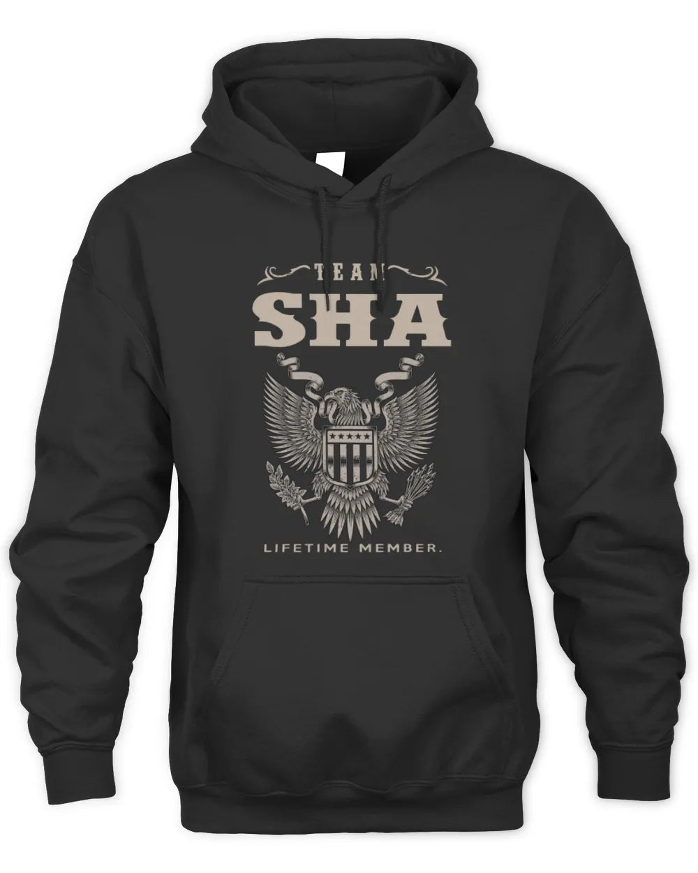 SHA TP06-K82 – Personalized Classic Style Apparel “Team NAME Lifetime Member” - Unisex Hoodie - Black