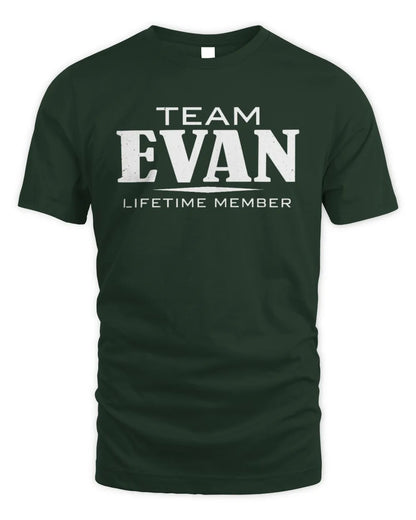 EVAN BL62-K4-128 - Personalized “Team NAME Lifetime Member” - Unisex Standard T-Shirt - Forest Green
