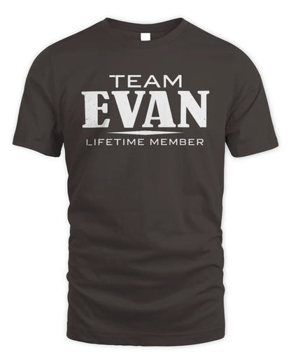 EVAN BL62-K4-128 - Personalized “Team NAME Lifetime Member” - Unisex Standard T-Shirt - Dark Chocolate