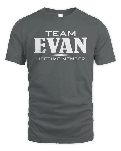 EVAN BL62-K4-128 - Personalized “Team NAME Lifetime Member” - Unisex Standard T-Shirt - Charcoal