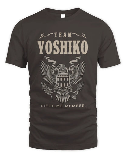 YOSHIKO TP06-K82 – Personalized Classic Style Apparel “Team NAME Lifetime Member” - Unisex Standard T-Shirt - Dark Chocolate
