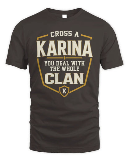KARINA NT1-K008 Cross A/An NAME, You Deal With the Whole Clan | Personalized Vintage T-Shirt - Unisex Standard T-Shirt - Dark Chocolate