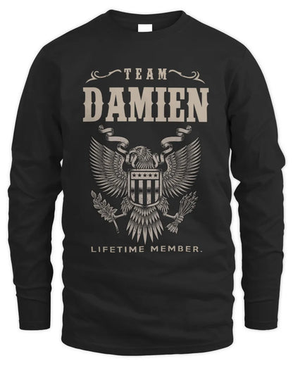 DAMIEN TP06-K82 – Personalized Classic Style Apparel “Team NAME Lifetime Member” - Men's Long Sleeved T-Shirt - Black