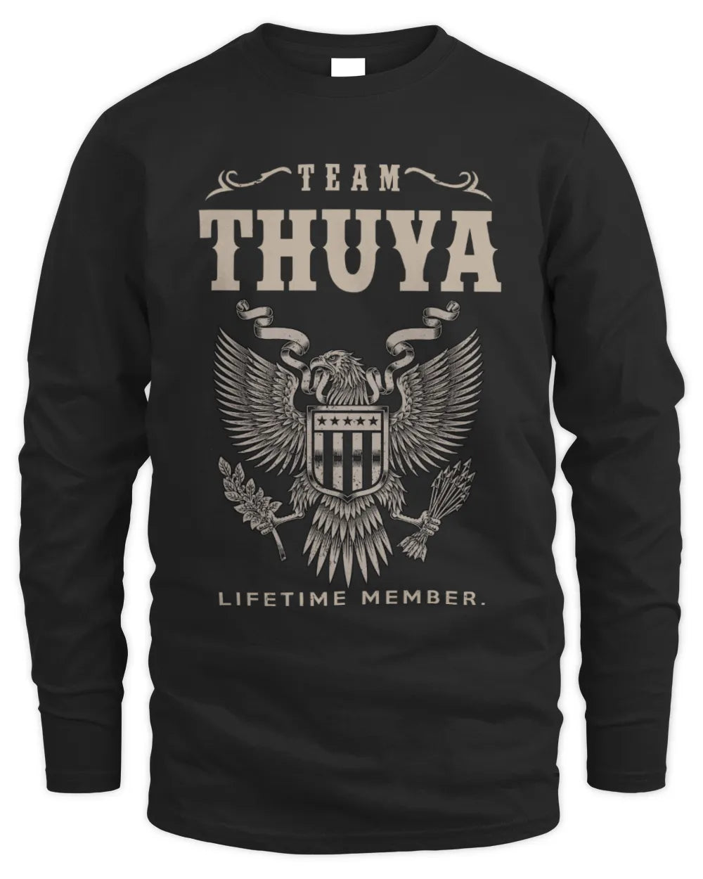 THUYA TP06-K82 – Personalized Classic Style Apparel “Team NAME Lifetime Member” - Men's Long Sleeved T-Shirt - Black