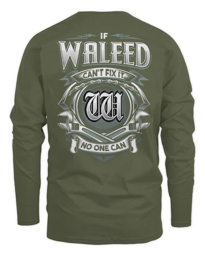 WALEED AP81-K4-626 - Personalized Ahmed Quote Apparel “If Ahmed Can't Fix It, No One Can” - Men's Long Sleeved T-Shirt - Military Green