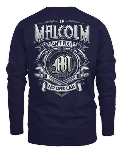 MALCOLM AP81-K4-626 - Personalized Ahmed Quote Apparel “If Ahmed Can't Fix It, No One Can” - Men's Long Sleeved T-Shirt - Navy