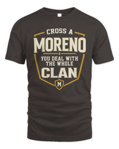 MORENO NT1-K008 Cross A/An NAME, You Deal With the Whole Clan | Personalized Vintage T-Shirt - Unisex Standard T-Shirt - Dark Chocolate