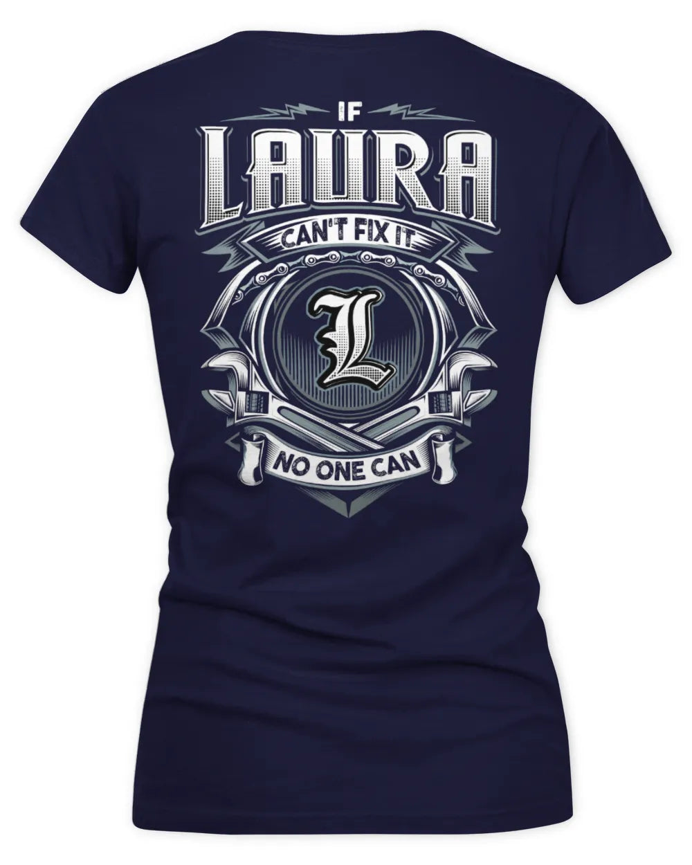 LAURA AP81-K4-626 - Personalized Ahmed Quote Apparel “If Ahmed Can't Fix It, No One Can” - Women's V-Neck T-Shirt - Navy
