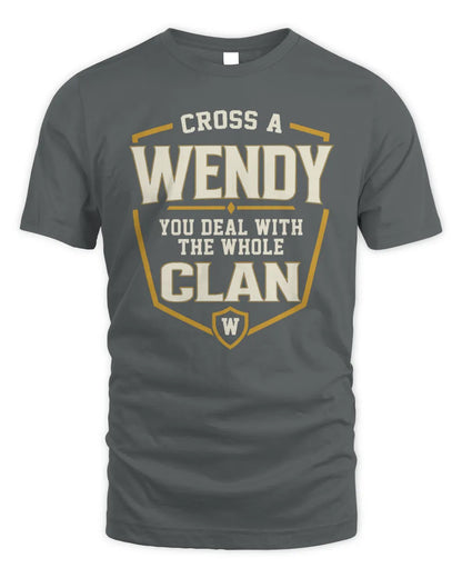 WENDY NT1-K008 Cross A/An NAME, You Deal With the Whole Clan | Personalized Vintage T-Shirt - Unisex Standard T-Shirt - Charcoal