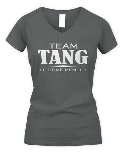 TANG BL62-K4-128 - Personalized “Team NAME Lifetime Member” - Women's V-Neck T-Shirt - Charcoal