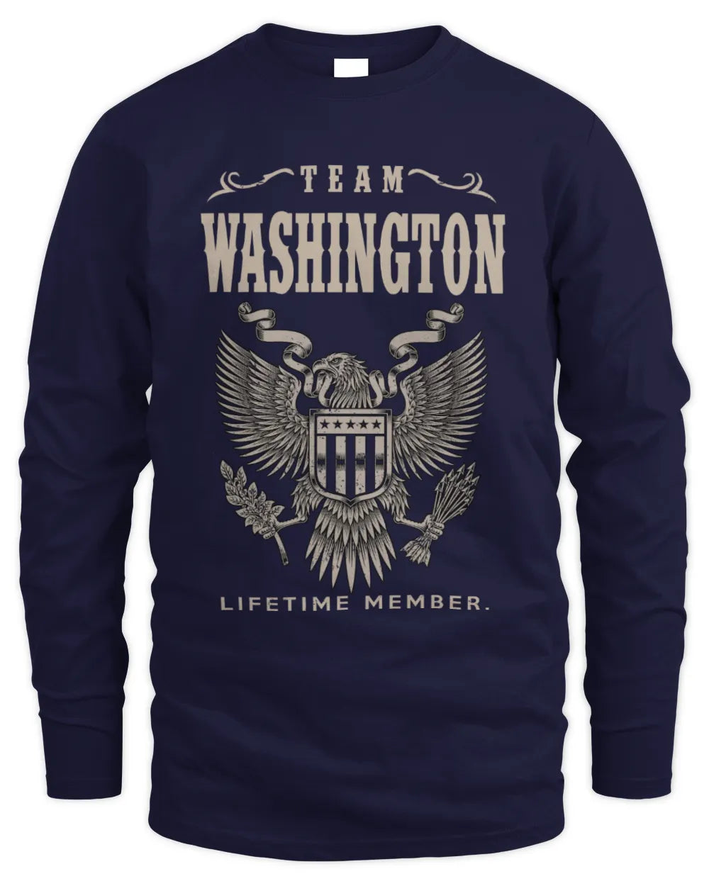 WASHINGTON TP06-K82 – Personalized Classic Style Apparel “Team NAME Lifetime Member” - Men's Long Sleeved T-Shirt - Navy