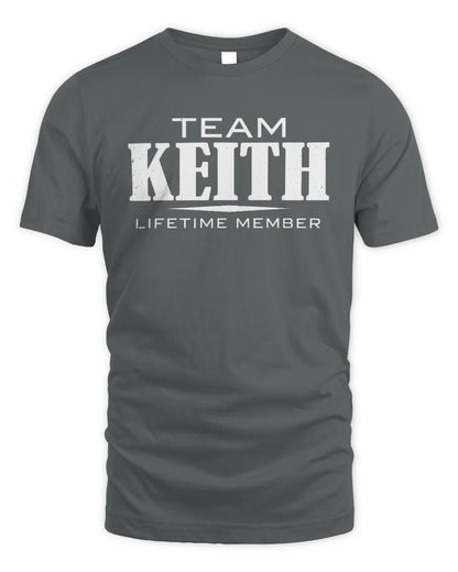 KEITH BL62-K4-128 - Personalized “Team NAME Lifetime Member” - Unisex Standard T-Shirt - Charcoal