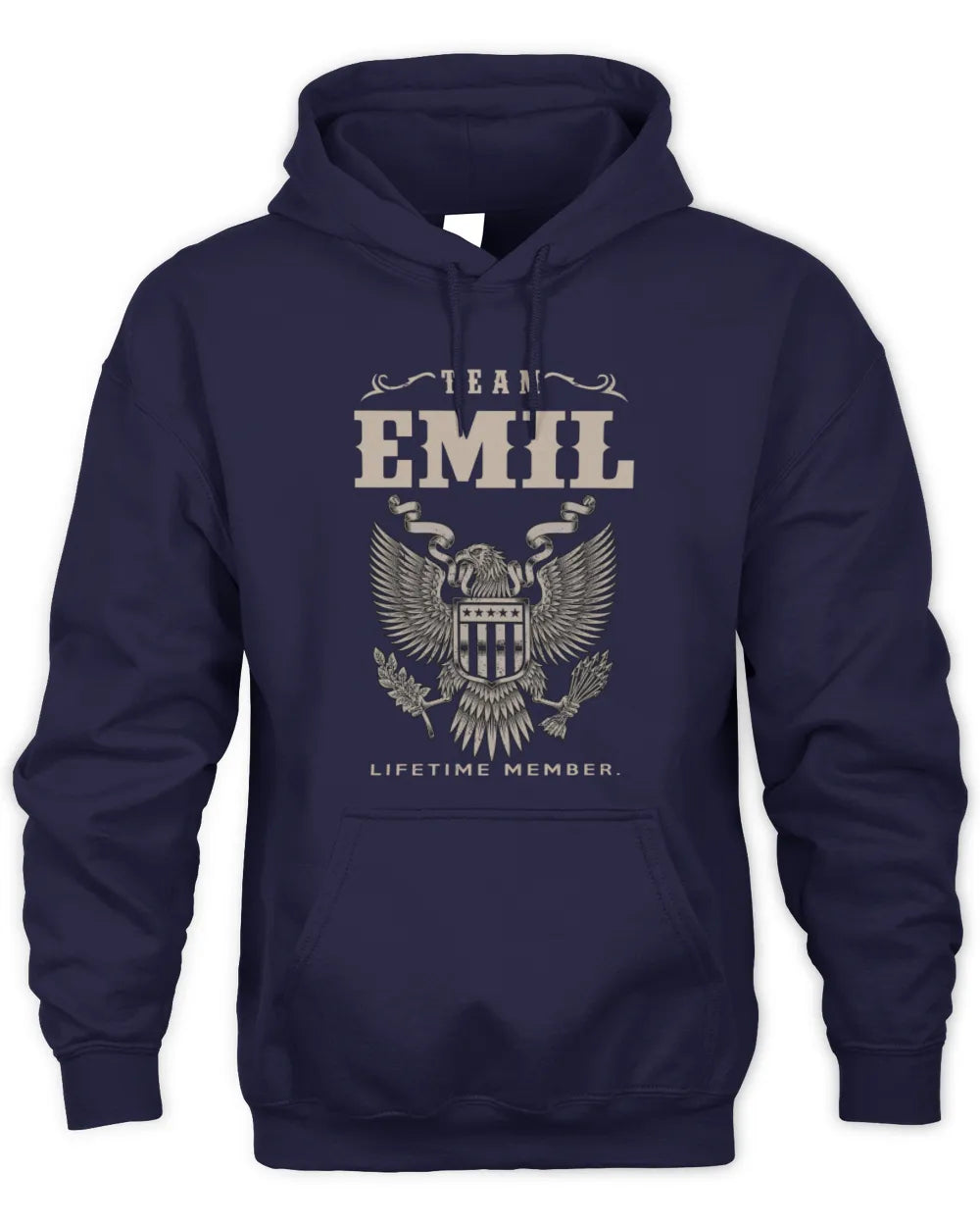 EMIL TP06-K82 – Personalized Classic Style Apparel “Team NAME Lifetime Member” - Unisex Hoodie - Navy
