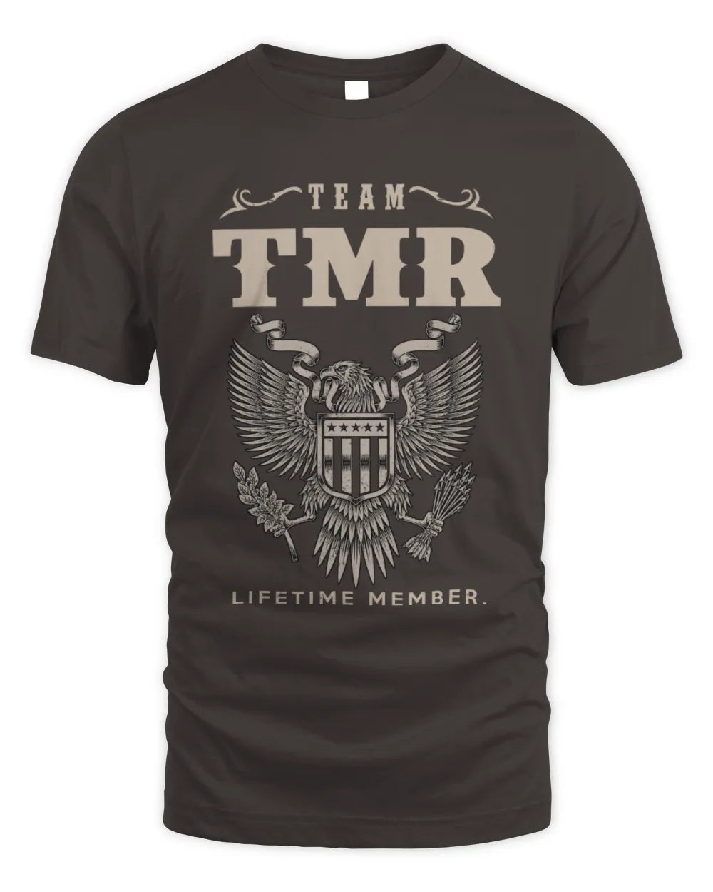 TMR TP06-K82 – Personalized Classic Style Apparel “Team NAME Lifetime Member” - Unisex Standard T-Shirt - Dark Chocolate