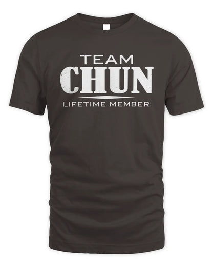 CHUN BL62-K4-128 - Personalized “Team NAME Lifetime Member” - Unisex Standard T-Shirt - Dark Chocolate