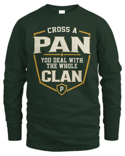 PAN NT1-K008 Cross A/An NAME, You Deal With the Whole Clan | Personalized Vintage T-Shirt - Men's Long Sleeved T-Shirt - Forest Green