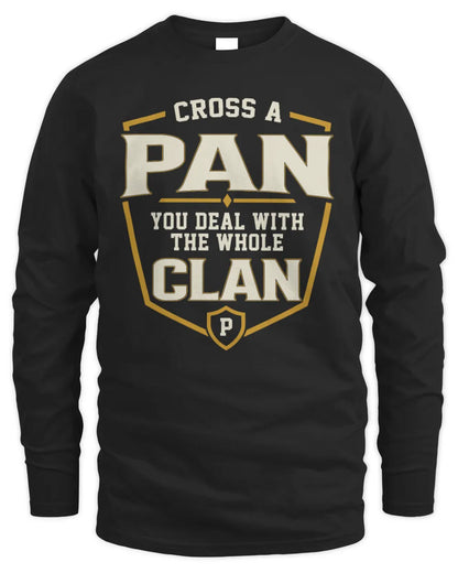 PAN NT1-K008 Cross A/An NAME, You Deal With the Whole Clan | Personalized Vintage T-Shirt - Men's Long Sleeved T-Shirt - Black