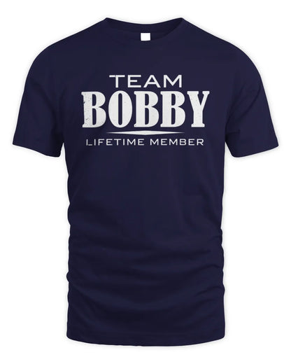 BOBBY BL62-K4-128 - Personalized “Team NAME Lifetime Member” - Unisex Standard T-Shirt - Navy