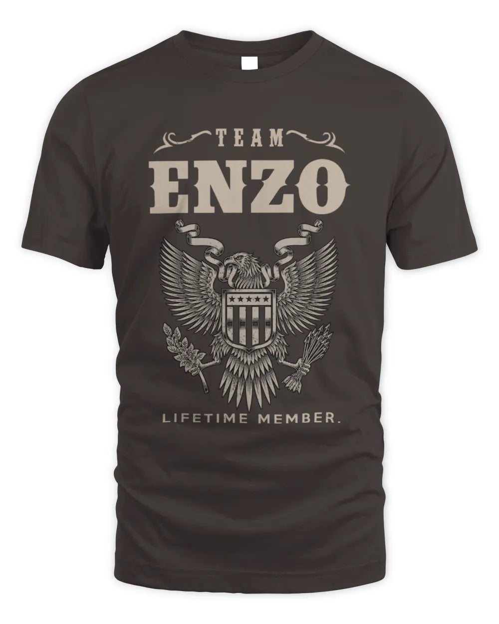 ENZO TP06-K82 – Personalized Classic Style Apparel “Team NAME Lifetime Member” - Unisex Standard T-Shirt - Dark Chocolate