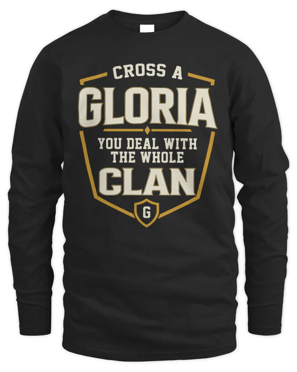 GLORIA NT1-K008 Cross A/An NAME, You Deal With the Whole Clan | Personalized Vintage T-Shirt - Men's Long Sleeved T-Shirt - Black