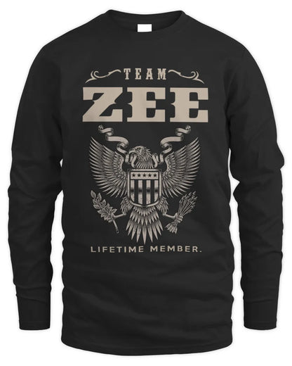 ZEE TP06-K82 – Personalized Classic Style Apparel “Team NAME Lifetime Member” - Men's Long Sleeved T-Shirt - Black
