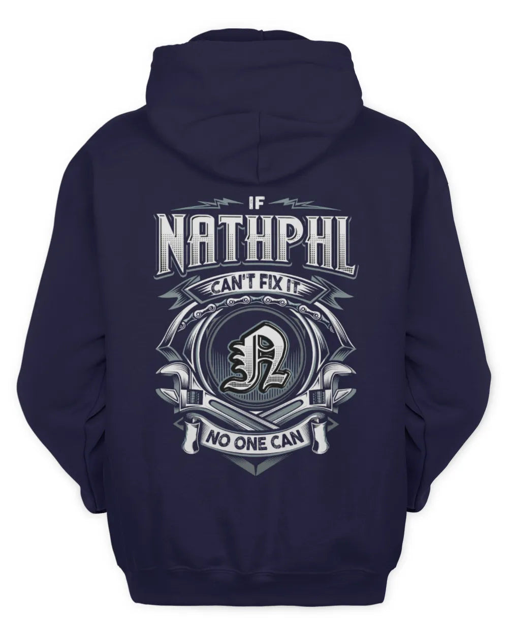NATHPHL AP81-K4-626 - Personalized Ahmed Quote Apparel “If Ahmed Can't Fix It, No One Can” - Unisex Hoodie - Navy