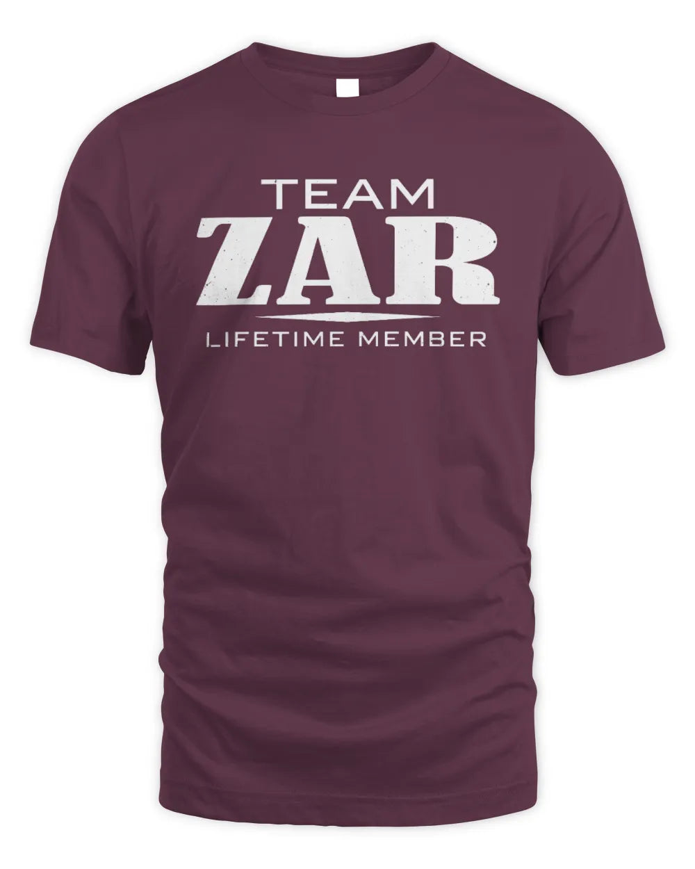 ZAR BL62-K4-128 - Personalized “Team NAME Lifetime Member” - Unisex Standard T-Shirt - Maroon