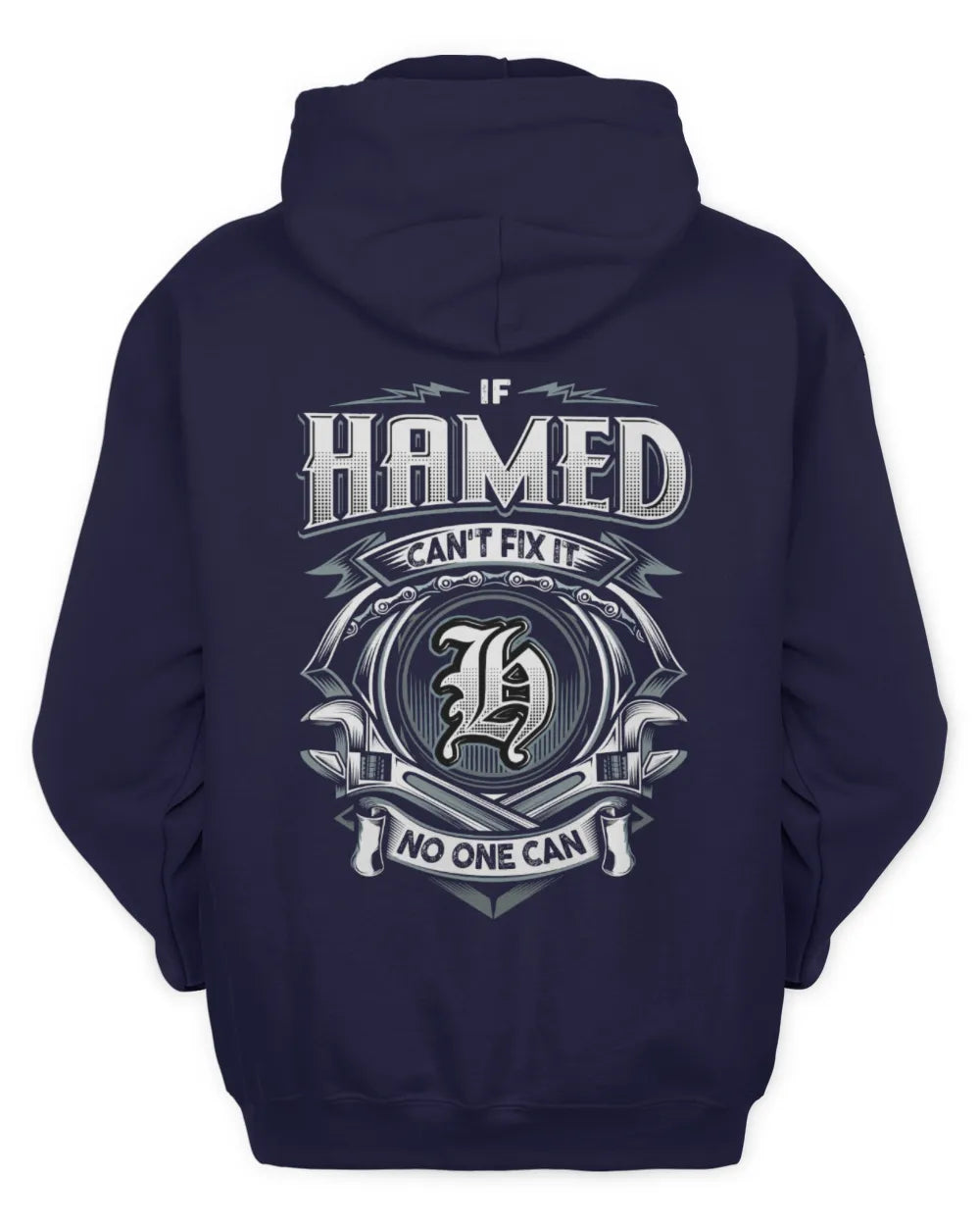 HAMED AP81-K4-626 - Personalized Ahmed Quote Apparel “If Ahmed Can't Fix It, No One Can” - Unisex Hoodie - Navy