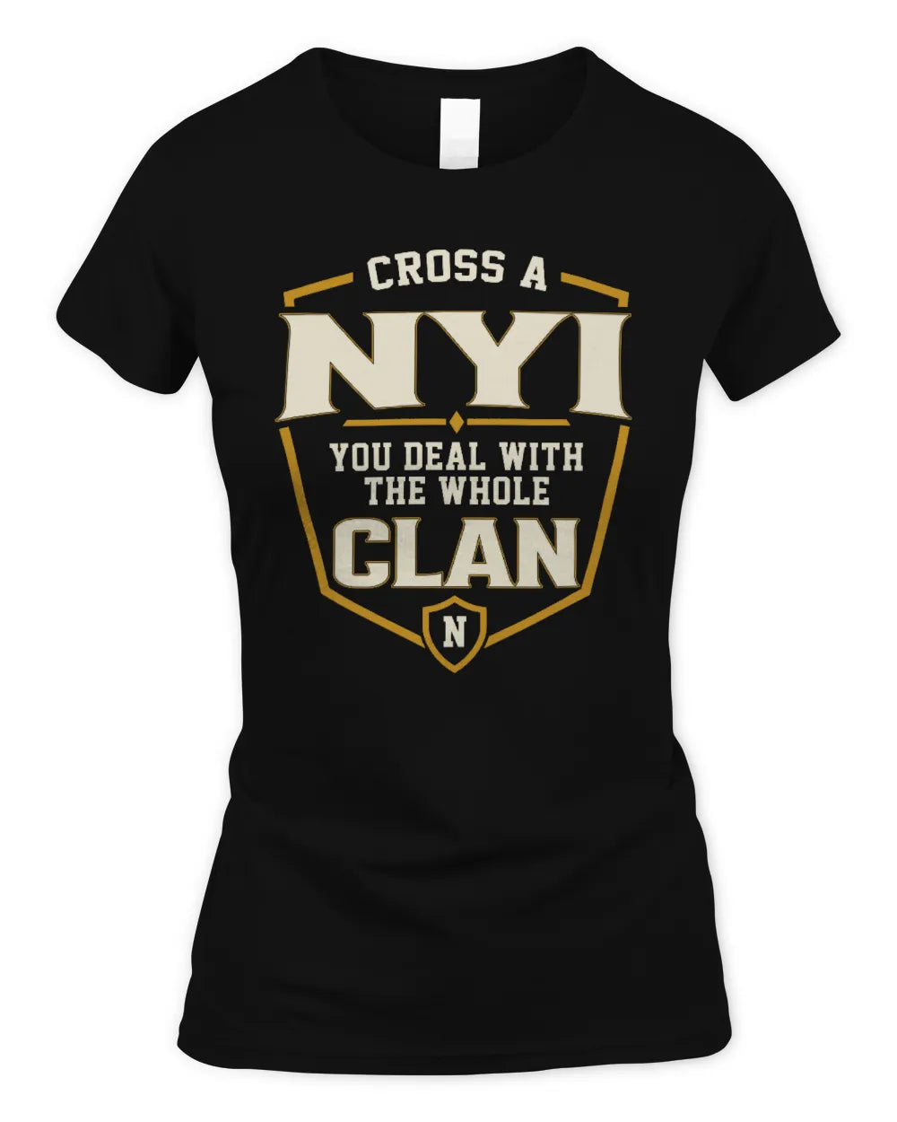 NYI NT1-K008 Cross A/An NAME, You Deal With the Whole Clan | Personalized Vintage T-Shirt - Women's Standard T-Shirt - Black